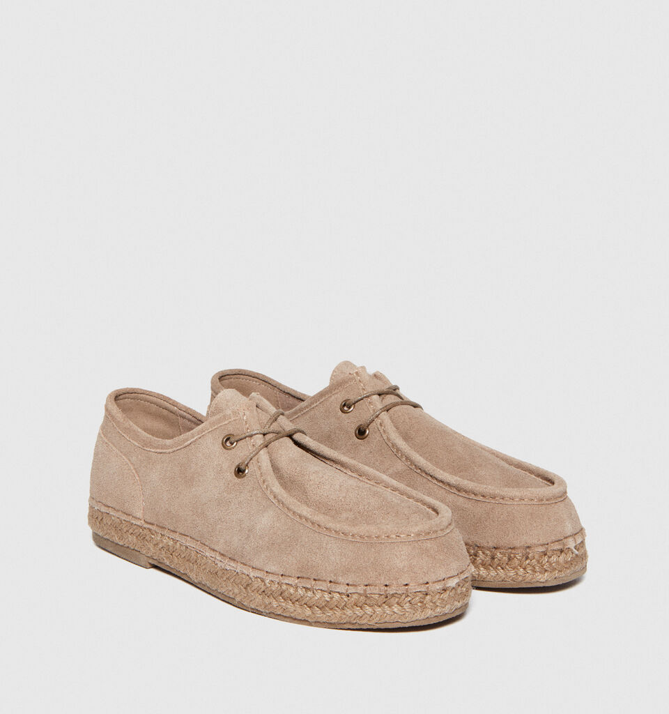 Lace-up espadrilles in suede - men's shoes - Beige | Sisley image number 1